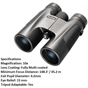 Bushnell 10x42 Powerview Binoculars Black Clamshell