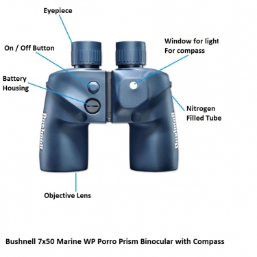 Bushnell 7x50 Marine WP Porro Prism Binocular with Compass