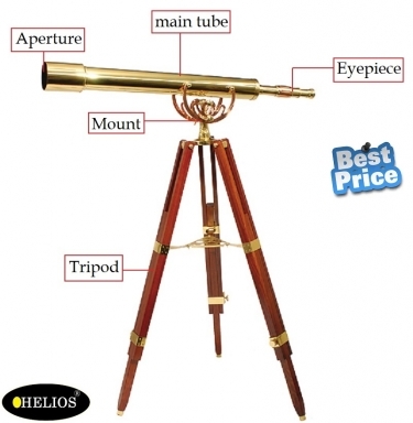 Helios 28x Fine Brass 8040 Traditional Telescope
