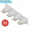 Maplin European Travel Adapter - White, Pack of 4