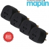 Maplin Tourist to UK Travel Adapter - Black, Pack of 4