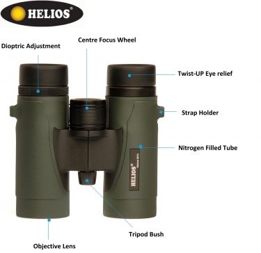 Helios Mistral WP6 8X32 Waterproof Roof Prism Binoculars