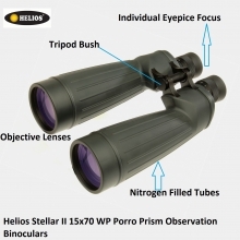 Helios Stellar II 15x70 WP Porro Prism Observation Binoculars