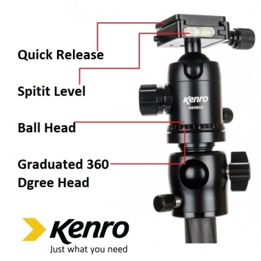 Kenro KENTR401C Karoo Ultimate Travel Carbon Fibre Tripod Kit