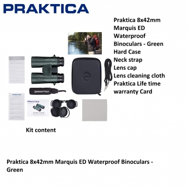 Praktica 8x42mm Marquis ED Waterproof Binoculars - Green