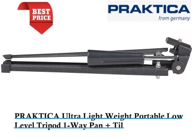 PRAKTICA Ultra Light Weight Portable Low Level Tripod 1-Way Pan + Til
