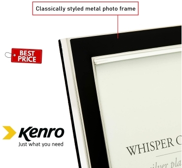 Kenro 8x6 Inch Whisper Classic Photo Frame - Black Inlay