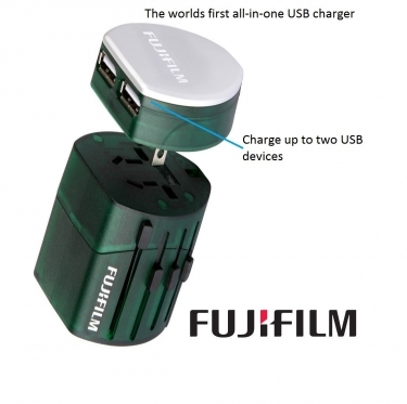 Fuji World Trip Dual USB Charger and Travel Adapter - Green