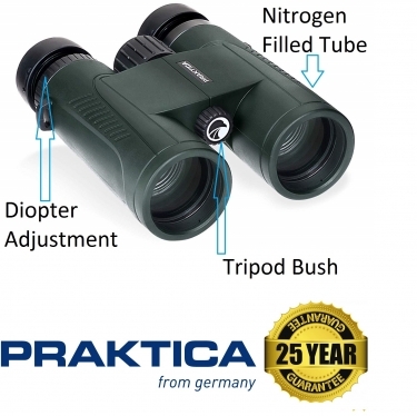 Praktica Odyssey 8x42mm Green Waterproof FMC Optics Binoculars