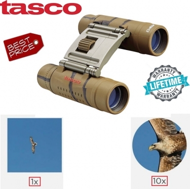 Tasco 10x25 Essentials Compact Binoculars (Brown Camo)