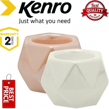 Kenro White Geometric Tealight Holder Pearl