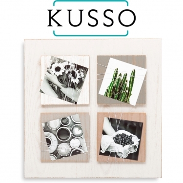 Kusso Rustic Design Photo Display for 4 photos 4x4 Inches