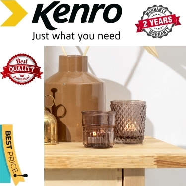 Kenro Smoke Grey Glass Tea Light Holders