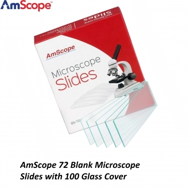 AmScope 72 Blank Microscope Slides with 100 Glass Cover