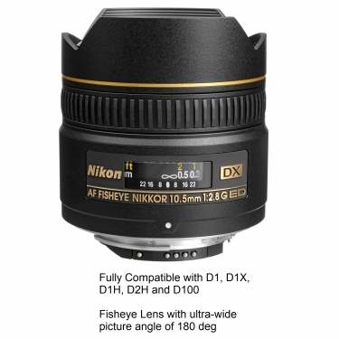 Nikon 10.5mm F2.8G ED-IF DX AF Fisheye Lens for Digital SLR Cameras