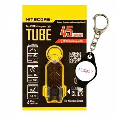 Nitecore Tube Tiny USB Rechargeable LED Keychain Light Black