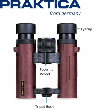 Praktica 10x26mm Pioneer Waterproof Binoculars (Red)