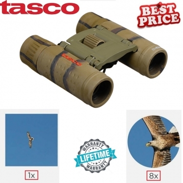 Tasco 8x21 Essentials Compact Binoculars (Brown Camo)