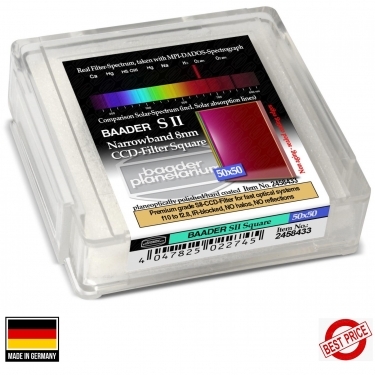 Baader 50x50mm S-II 8nm CCD Narrowband Optically Polished Filter