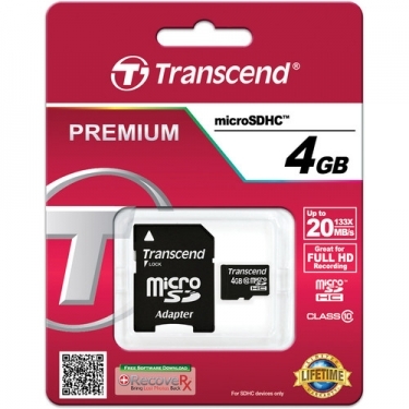 Transcend 4GB Micro SDHC class-10 Memory Card
