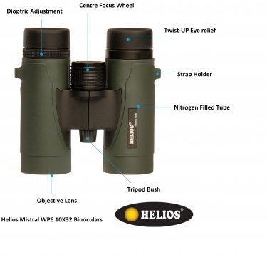 Helios Mistral WP6 10X32 Binoculars