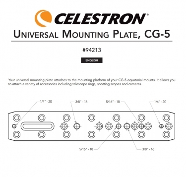 Celestron Universal Mounting Plate For CG-5 Mount