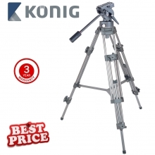 Konig 3-Level Heavy Duty Camera Tripod - Grey