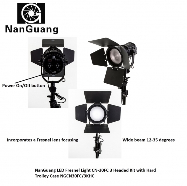 NanGuang LED Fresnel Light CN30FC/3K Kit with Hard Trolley Case