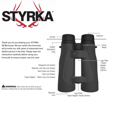 Styrka 15x56 S9 Series ED Binocular Black