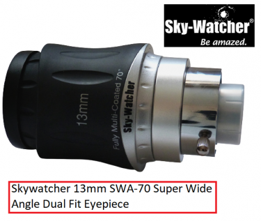 Skywatcher 13mm SWA-70 Super Wide Angle Dual Fit Eyepiece