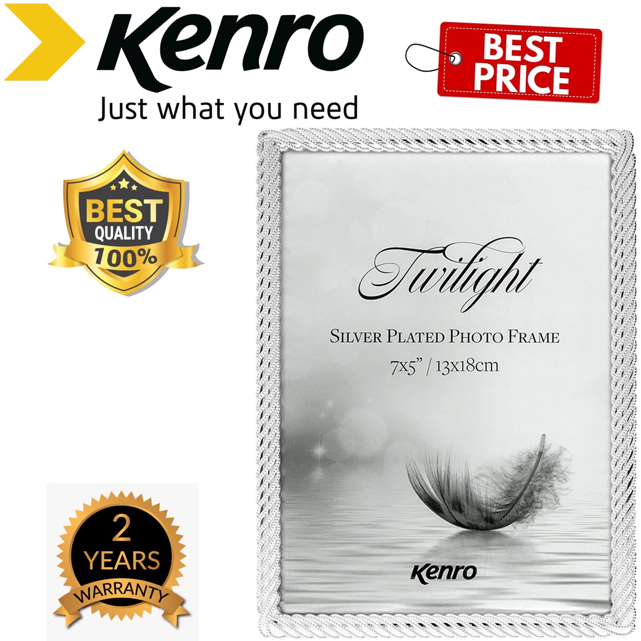 Kenro 7x5 Inches 13x18cm Twilight Silver Plated Frame