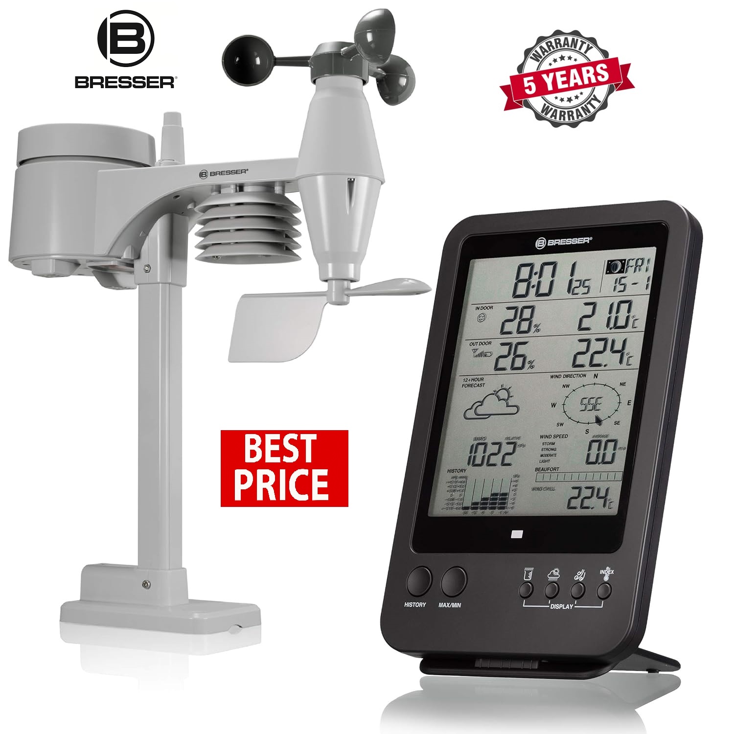 Bresser 5 in1 Weather Centre Black