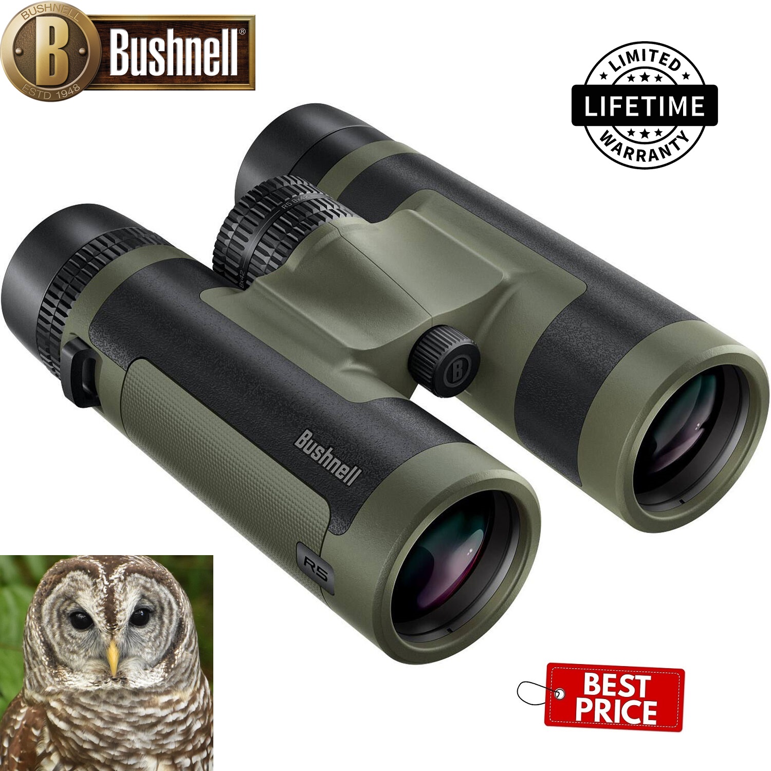 Bushnell 8x42 Trophy R5 Rood Prism Binoculars Ranger Green