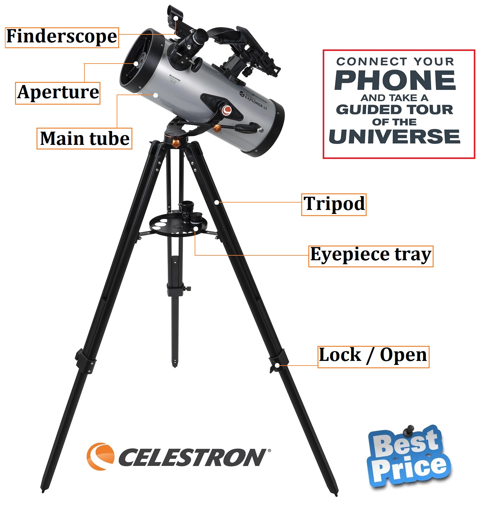 Celestron Starsense Explorer 127az Newtonian Reflector Telescope