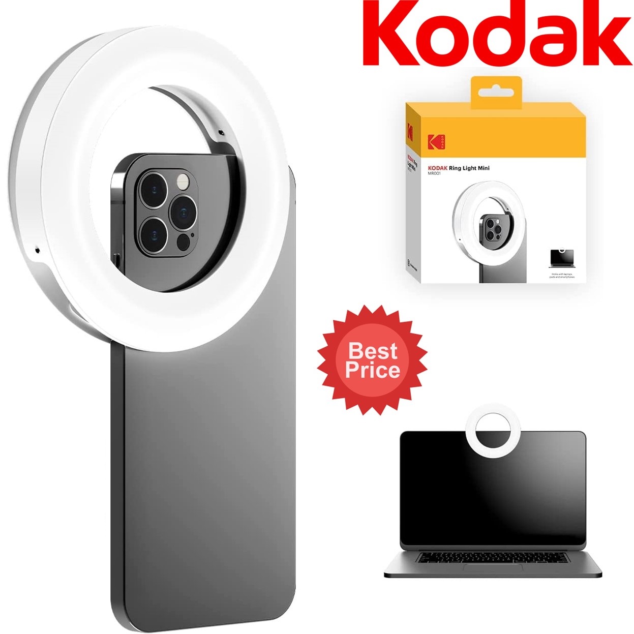 Kodak 4" LED Ring Light Mini for Smartphones & Laptops