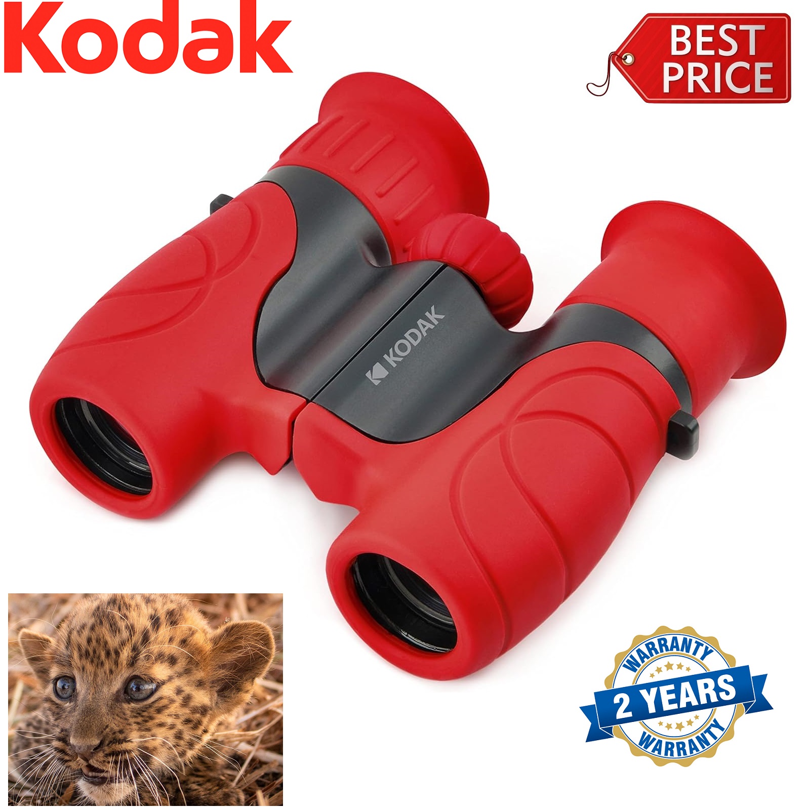 Kodak BCS100 8x21 Junior Binocular Red