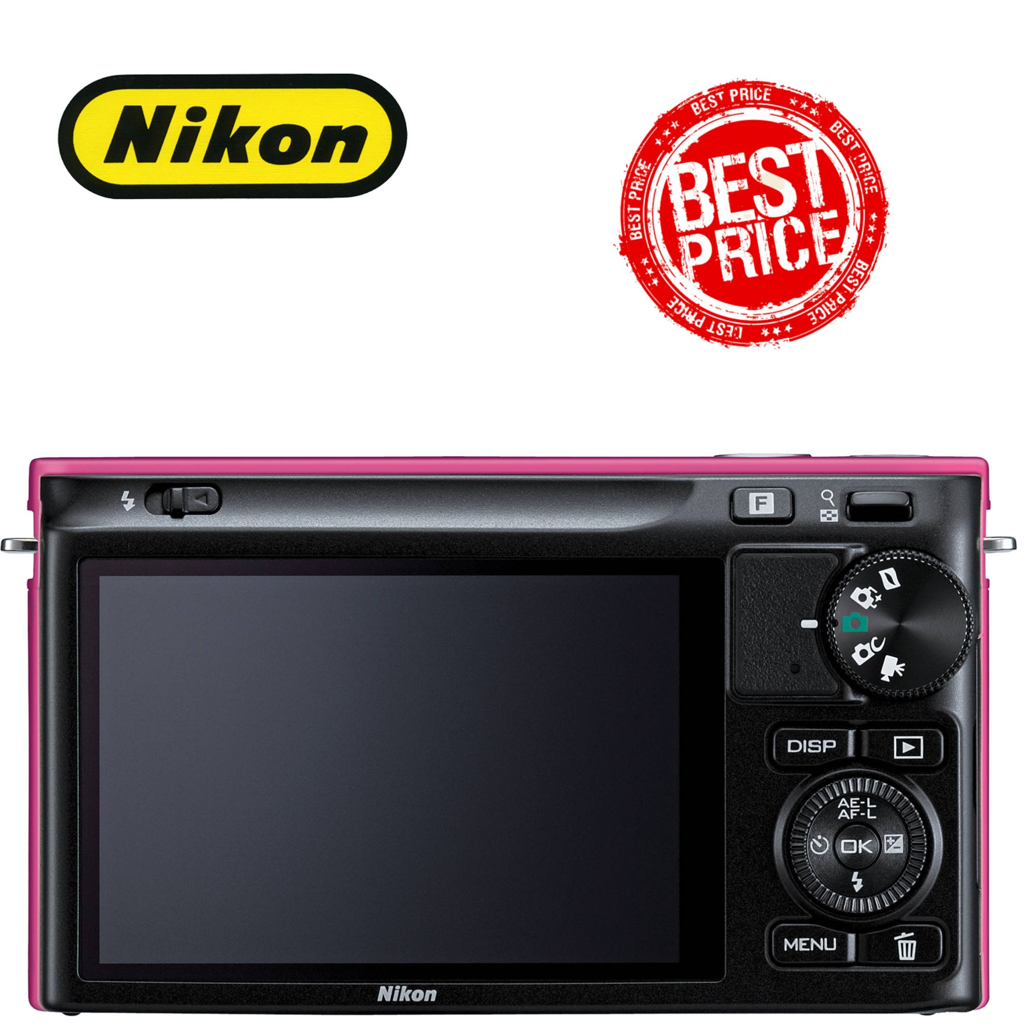 Nikon 1 Mirrorless J2 Digital Camera With 10-30mm VR Zoom Lens Pink