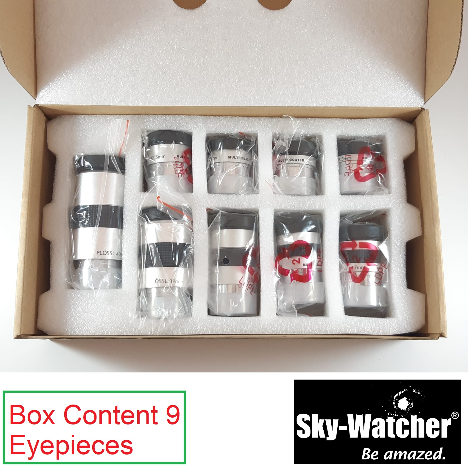 SkyWatcher Super Plossl 9 Pieces Eyepiece Set