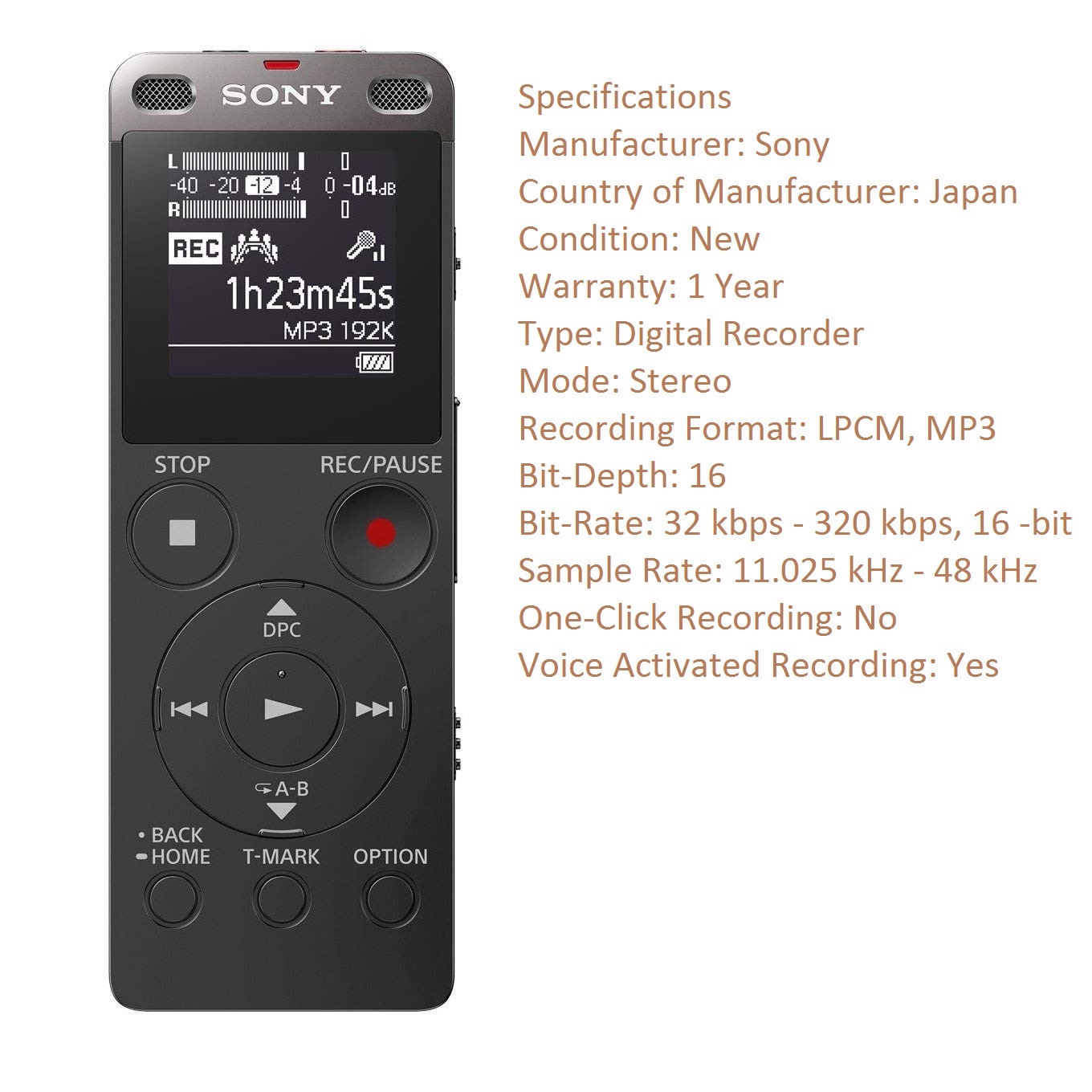 Sony ICD-UX560 Digital Voice Recorder (Black)