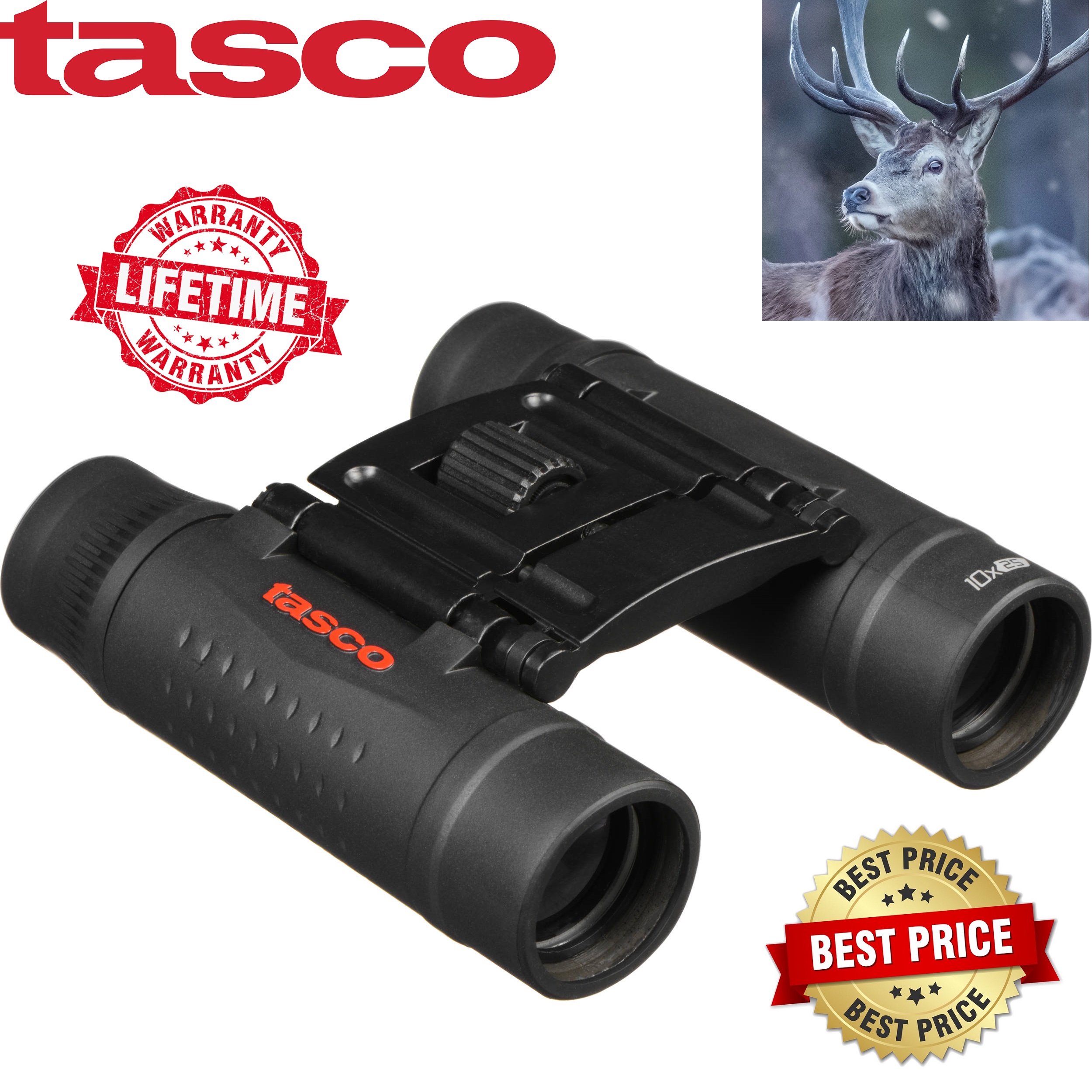 Tasco 10x25 Essentials Compact Binoculars (Black)