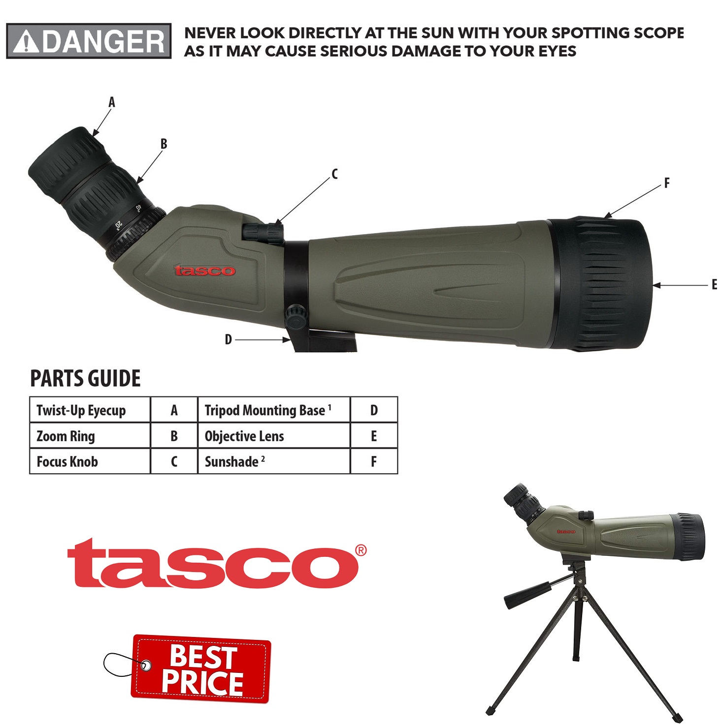 Tasco 2060x80 Spotting Scope (Angled Viewing)