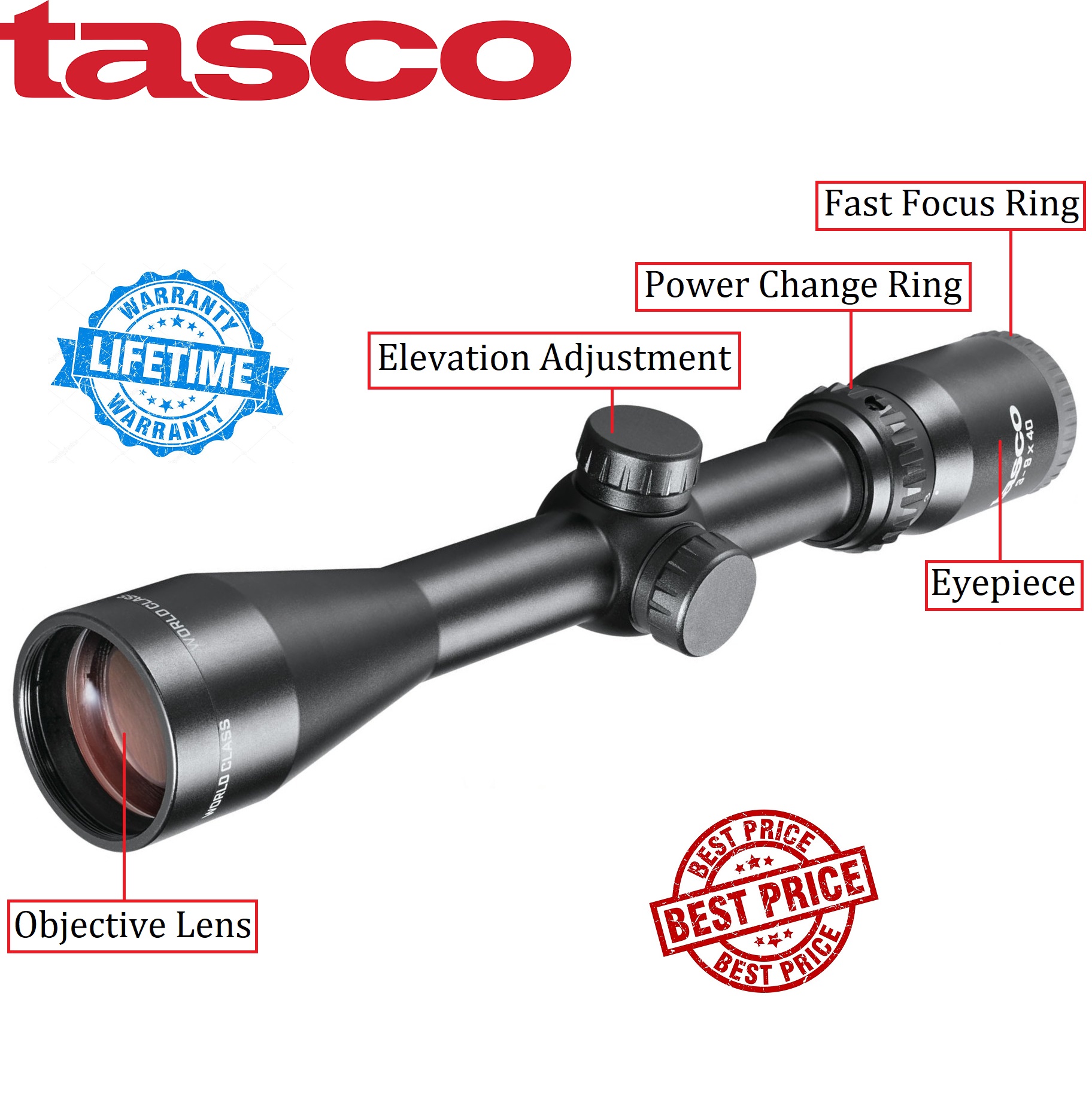 Tasco 39x40 World Class Riflescope 30/30 Reticle Black
