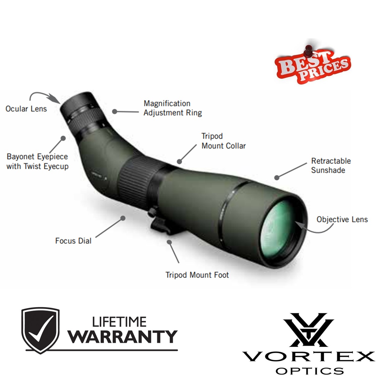 Vortex 2060x85 Viper HD Angled Viewing Spotting Scope