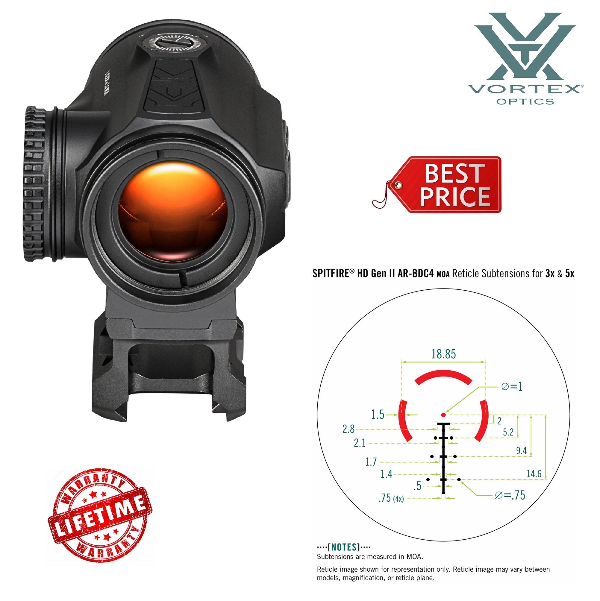 Vortex 3x21 Spitfire HD Gen II Prism Scope (AR-BDC4 Reticle)
